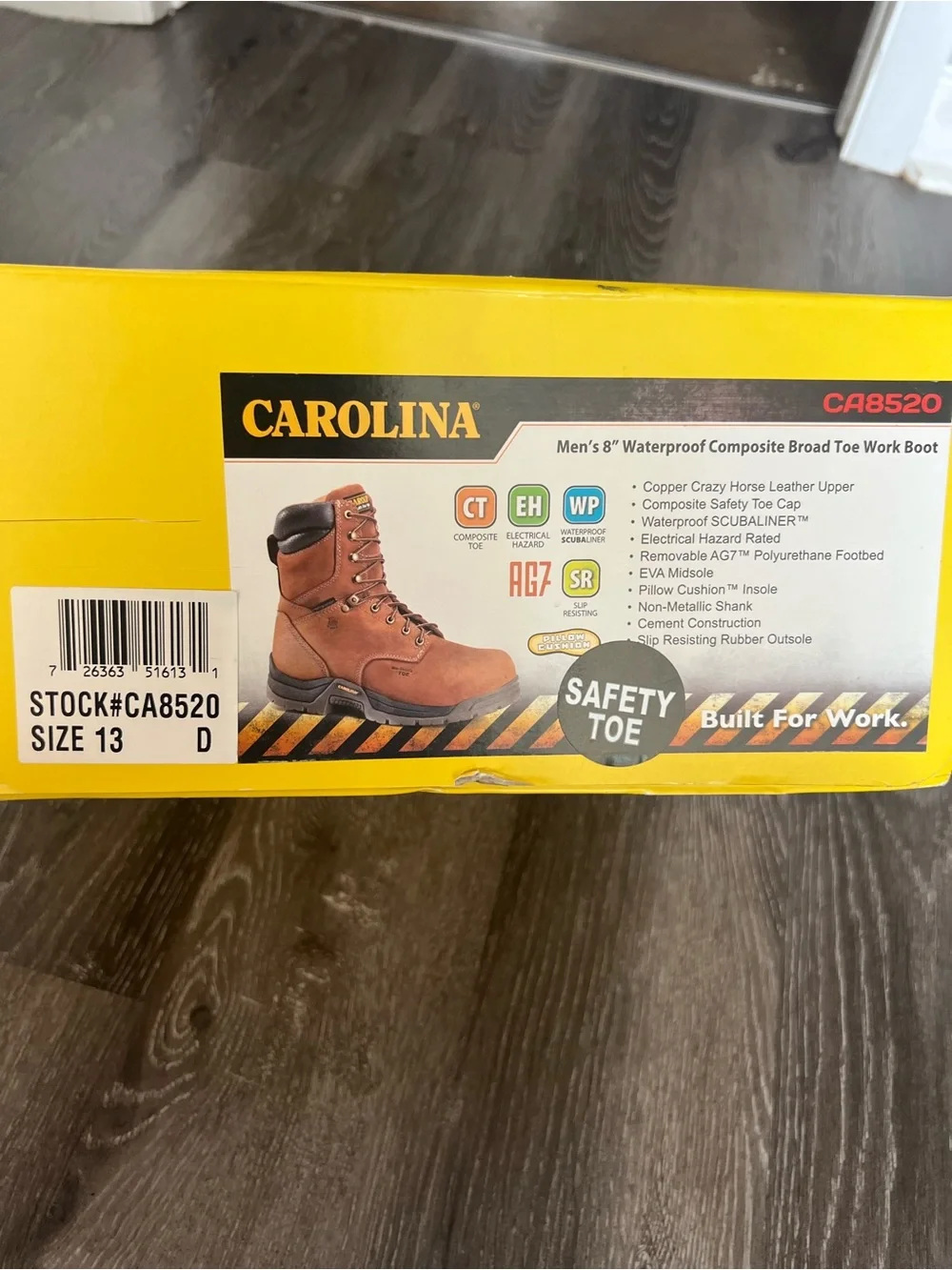 Men's Brown Leather Steel Toe Work Boots - Durable Safety Footwear size 13